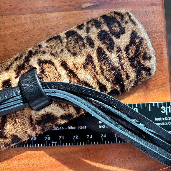 90s Vintage Per Se Leopard Print Calf Hair Obi Wrap Belt Tassel Cinch Glam Indie main image 8